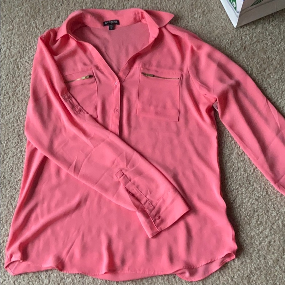 coral long sleeve blouse
